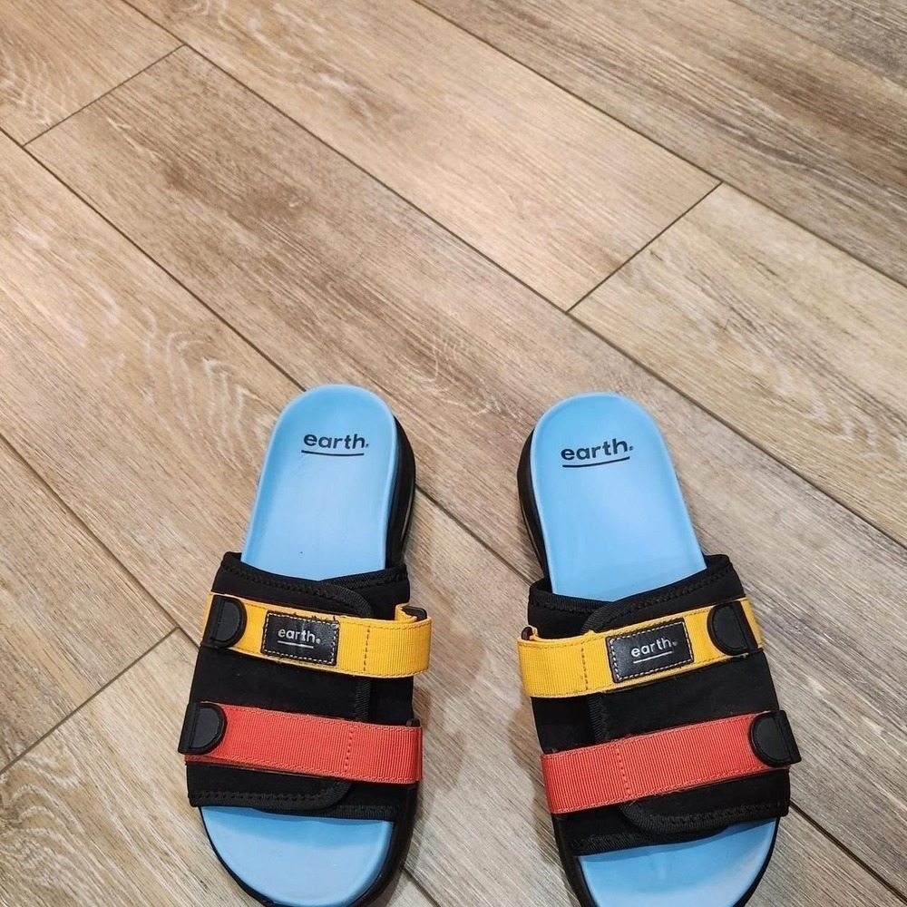 Earth Cedar Kamala Woman's Orthopedic Colorblock Slide Sandals Size 10